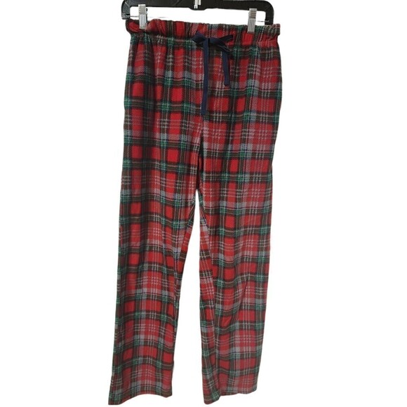 𝅺Red Plaid Christmas Pajama Pants Fleece Lounge Sleepwear - Picture 1 of 10